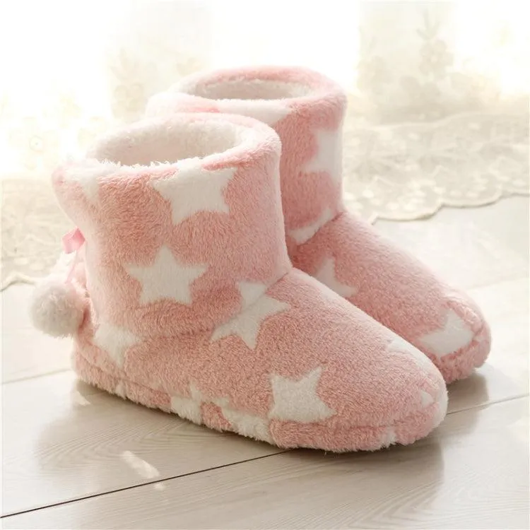 Cozy Winter Suede Cotton Slippers with Thick Sole for Women